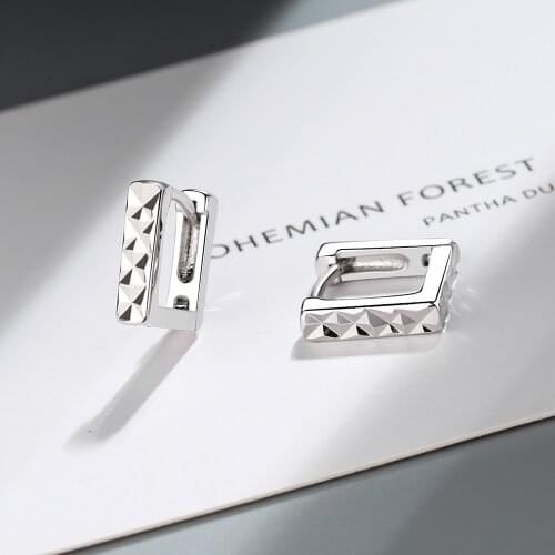 925 Sterling Silver Square Charm Stud Earring For Women Party Wedding Jewelry Pendientes Accessories eh680
