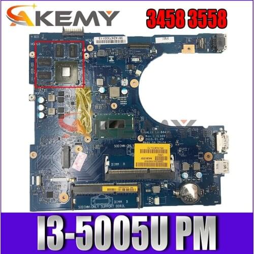 Akemy CN-0HNFFM HNFFM FOR Dell Vostro 3458 3558 Laptop Motherboard AAL10 LA-B843P i3-5005U VGA port Mainboard 100%tested