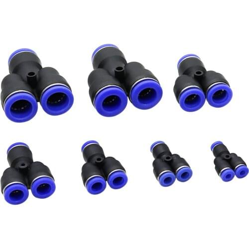 Quick Plug Connector Y Type 3-way Pneumatic Joint Hose Tube Push in Gas Plastic Pipe Fitting Pneumatic Components 4-16mm 100pcs