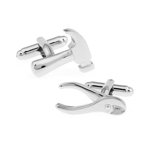 C-MAN Luxury shirt Hammer and tongs cufflink for mens Brand cuff buttons cuff links High Quality Silvery abotoaduras Jewelry