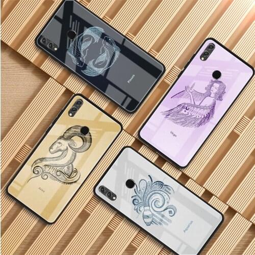 12 constellation Tempered Glass Phone Case For Huawei P20 P30 P40 P40 Lite Pro Psmart Mate 20 30 Cover Shell