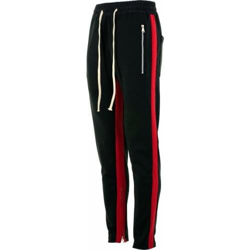 Black . street new style zipper Double Stripped Track Pants red green bottoms jogger pants Double Stripp 003
