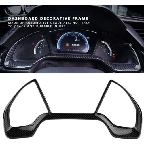 Car Dashboard Decorative Frame Dial Rings Trim for Honda Civic 10th 2016 2017 2018 Red/Crabon Fiber