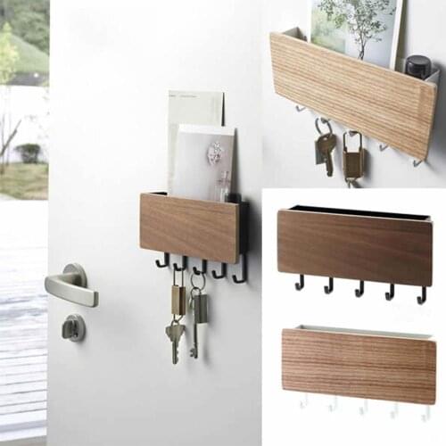 Home Decoration Wooden Hook Wall-Mounted Debris Storage Box Key Holder Storage Rack Home Organizer Hangers
