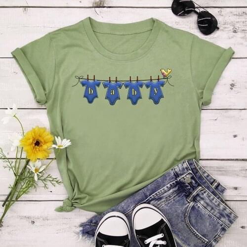 Baby clothing Print T-shirts Women Summer 2021 Graphic Tees Funny Shirts For woman tshirts Crew Neck Tops TX9126