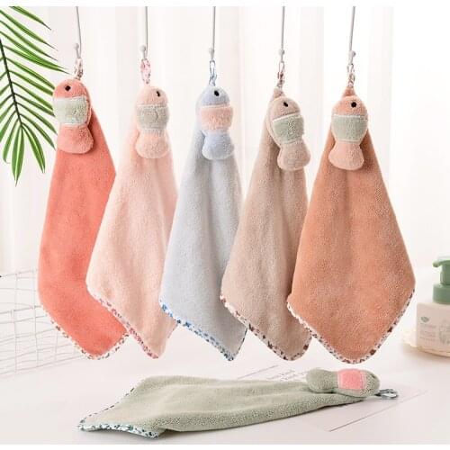 Baby Hand Towel Baby Nursery Hand Towel Toddler Soft Plush Cartoon Animal Dish Wipe Hanging Bathing Towels for Children Bathroom