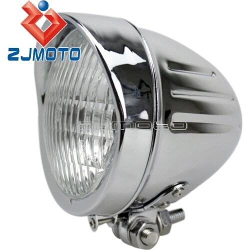 E-Mark E4 H4 12V 60/55W Headlight Moto Chrome Headlight For Harley Honda Chopper Suzuki Cruiser Motorcycle Aluminum Headlamp