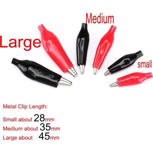 45/35/28MM G98 Crocodile Electrical Clamp Testing Probe Meter Black Red with Plastic Boot Car Auto Battery Metal Alligator Clip