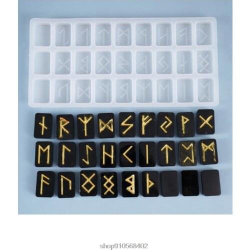 Energy Symbol Runes Letter Word Model Mirror Casting Silicone Mould Crystal Epoxy Resin Mold DIY Pendant S25 20 Dropshipping