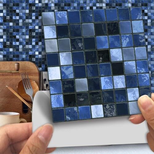 Funlife® Blue Mosaic Wall Sticker Easy to Clean Oil Proof DIY Waterproof Self-Adhesive Tile Sticker for Kitchen Backsplash Floor