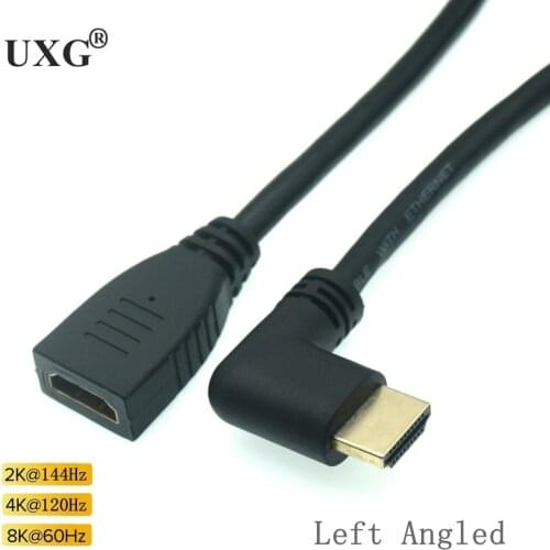 90 Degree Right Angled HD-2.1V Male To Female Cable 4K 120HZ 8K UHD HDR 48Gbps HDMI-compatible Cable For PS4 HDTV Projectors