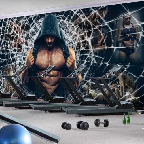 Creative personality backdrop gym Yogo Museum of American high-grade non-woven wallpaper wallpaper mural