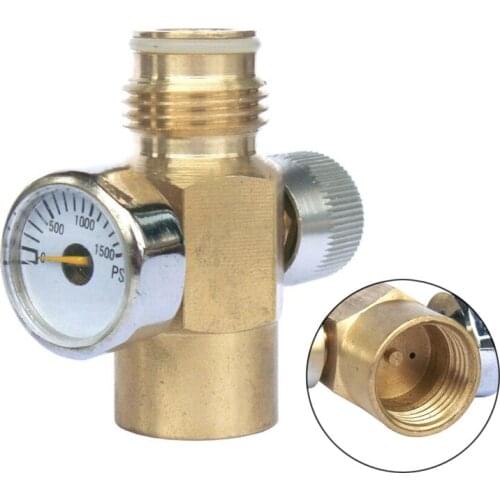 1500 PSI Brass Switch Valve Inner Thread Co2 Tank On Off With Pressure Gauge Paintball Gear G1/2-14 Switch valve
