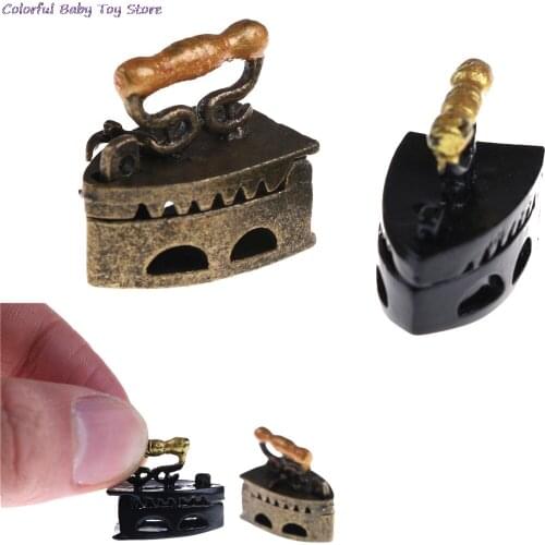 Hot Sale Mini Dollhouse Miniature 1:12 Toy Vintage Metal Black Iron Clothes Tool Urniture Toys Accessories