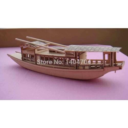 NIDALE model Free shipping Laser-cut wooden model classic Chinese RED boat Precise assembly wooden puzzle set