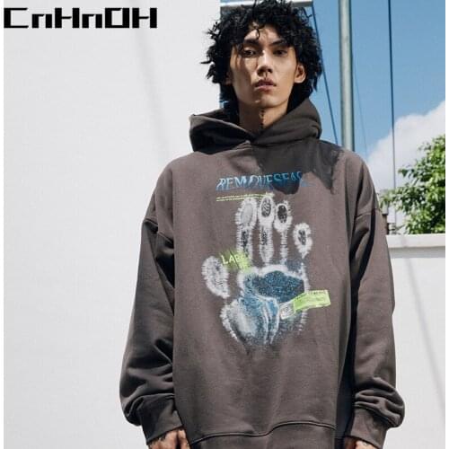 Cnhnoh Chic Hiphop Fashion Pullover HOODIE Harajuku Style Palm Dinger Printed Hip-Hop Hoodie Couple Loose Hooded 9837
