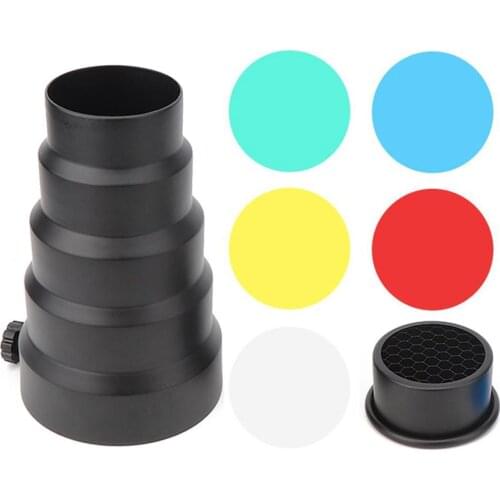 Flashlight Lamplet Conical Snoot Kit With Cellular Net 5 Pcs Color Gel Filters For Photography Lights Studio Below 250W