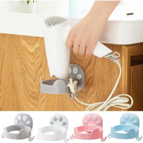 Wall Mounted Cat-pad Blower Stand Bathroom Hair Dryer Holder Rack Organizer