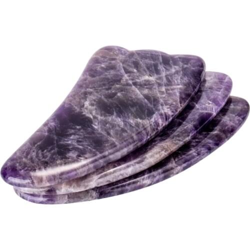 Natural Amethyst Face Skin Care Tools Beauty Gua Sha Scraping Purple Crystal Healing Stone Guasha Board Face Lifting Massager