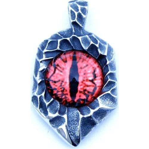 New Trendy Red Eye Stone Inlaid Pendant Necklace Mens Necklace Fashion Retro Metal Accessories Party Jewelry