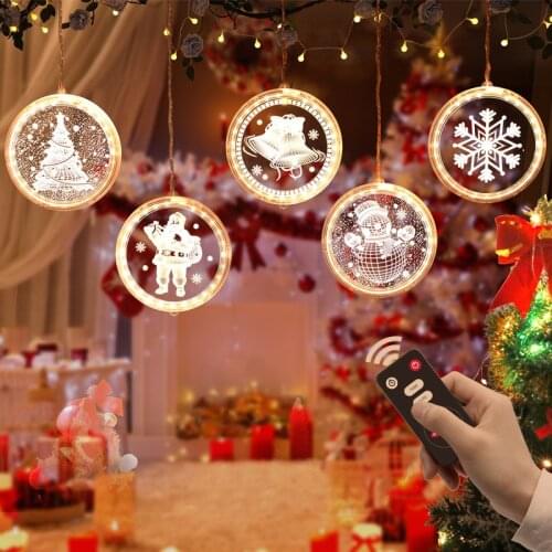 New Christmas Lights Led Curtain Lights Snowflake Acrylic Disc Hanging Lights Room Decoration Christmas Day Kit