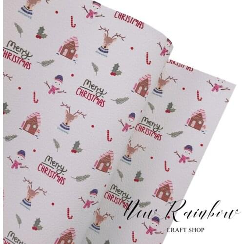 New Rainbow 30x138cm/Roll Xmas Snow Man Faux Leatherette for Making Bows, Accessories, Earrings, Decorations, DIY Crafts