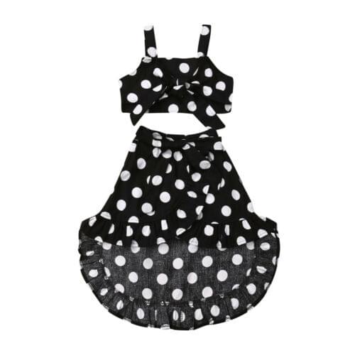 Toddler Girl Clothes 2pcs Baby Girls Irregular Dot Print Braces Skirt+Sleeveless Tops Sets 1-6Y