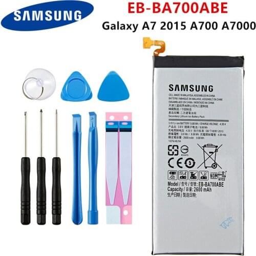 SAMSUNG Orginal EB-BA700ABE 2600mAh Battery For Samsung Galaxy A7 2015 A700FD SM-A700 A700L A700F/H/S/K/YD A7000 A7009 +Tools