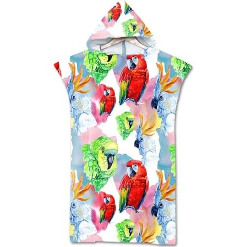 Parrot Toucan Bird Microfiber Bath Shower Beach Towel Hooded Robe Poncho for Swimming Beach Surf Adult Bathrobe Beachwear