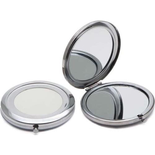 Blank Compact Mirrors DIY Portable Metal Makeup Mirror 2X Magnifying Silver 5pcs/Lot #18410