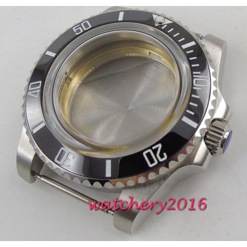 BLIGER Steel 40mm Watch Case fit for ETA 2836 MIYOTA 8215 Domed Glass Bracelet Seeing/Mental Back Black Insert
