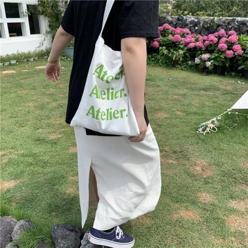 Korean Style Shoulder Bag Letter Printed Canvas Simple Large-capacity Handbag Fashion