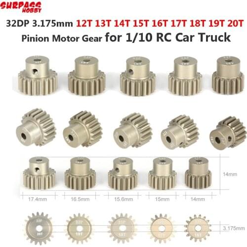 SURPASS HOBBY 5Pcs 32DP 3.175mm 12T 13T 14T 15T 16T 17T 18T 19T 20T Metal Pinion Motor Gear Set for 1/10 RC Car Truck