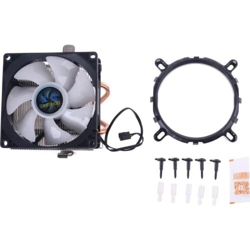 Silent CPU Cooler LGA/2011/115X/775 3 Pin PC Cooling Radiator 2 Copper Tubes 5 Colors LED Cooling Fan