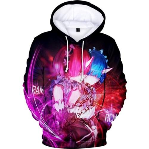 New Re Zero Hoodie Men/women Pullover Coat Sweatshirt for Men Women Kid Girl Clothing Clothes Rem and Ram Japanese Anime Clothes
