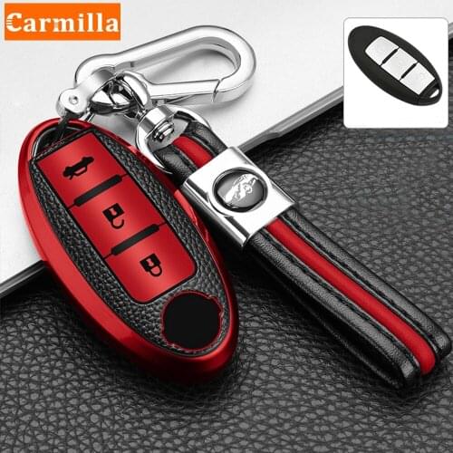 TPU Leather Car Key Cover Case Keychain for Infiniti for Nissan Qashqai X-Trail Xtrail Kicks Tiida Pathfinder Murano Note Juke