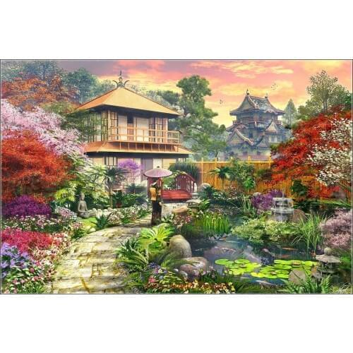 Japan Garden Variant - Counted Cross Stitch Kits - DMC DIY Handmade Needlework for Embroidery 14 ct Cross Stitch Sets