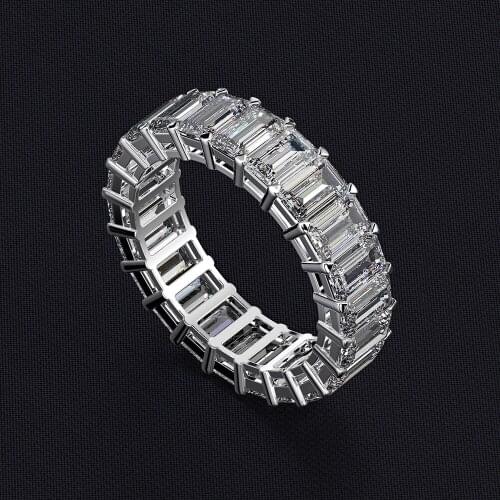 Eternity Emerald cut Diamond Ring 100% Original 925 sterling silver Engagement Wedding band Rings for Women Jewelry Gift