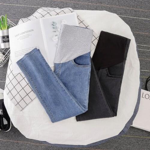 0260# Maternity pants Spring Autumn High Waist Maternity Jeans Belly Support Pants Elastic Waist Maternity Trousers