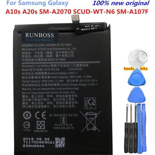 1x 4000mAh Battery Replacement For Samsung Galaxy A10s A20s SM-A2070 SCUD-WT-N6 Smart Phone Batteries + Repair Tools kit