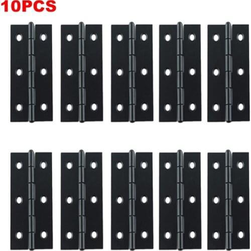 10PCS Black Iron Door Hinges Furniture Hardware Butt Hinges for Window Cabinet Drawer Dresser with Screws Home Repair Tools
