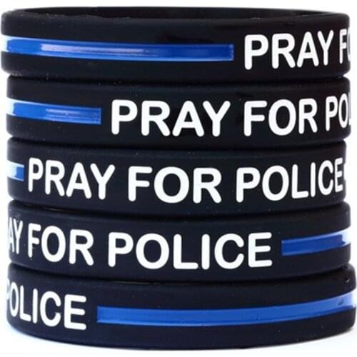 100pcs Police lives matter blue thin line wristbands pray for police wristband bracelet bangle wrist bands