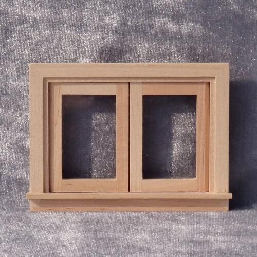 2PCS 1:12 Dollhouse Miniature Window Wooden Doll House Furniture DIY Accessories Kit