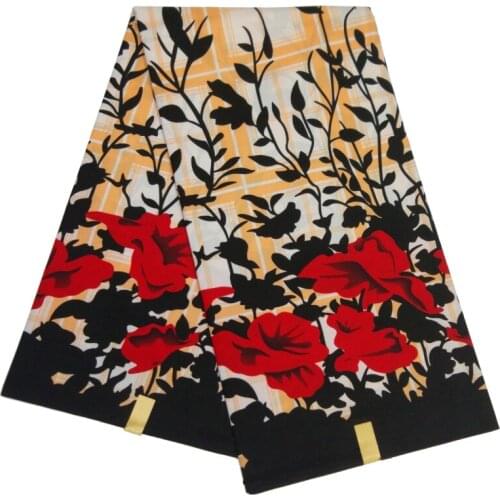 2019 Wonderful Beautiful Red Flower Print 100% Polyester African Ankara Veritable Real Wax Fabric For Women Party Dresses