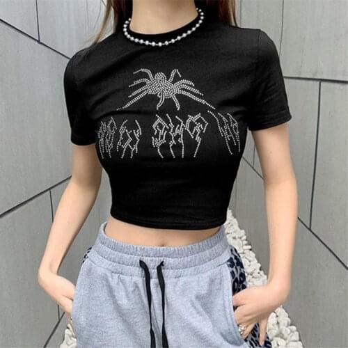 25# Gothic O-neck Short Sleeve Blouses Shirt Womens Letter Print Top Loose Casual Blouses Blusas Mujer De Moda 2021 Рубашки