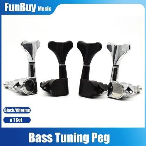 4R/4L/2R2L Closed Type Bass Tuning Peg Guitar Tuners Machine Heads for Electric Bass Black Silver