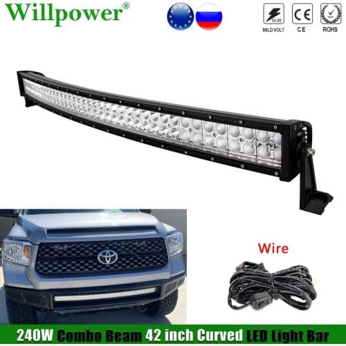 4X4 SUV Car Lower Bumper 42" Fog Light Bar Offroad 4WD 240W 42in Curved LED Light Bar For Jeep JK Truck Spot Flood Driving Lamp