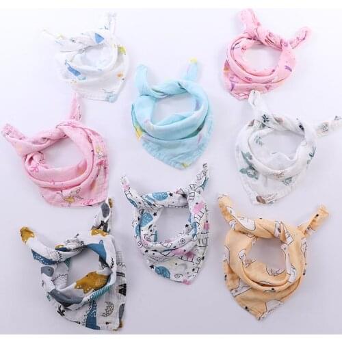 60*60 Muslin Bamboo Cotton Baby Blanket Swaddle Soft Cartoon Animal Print scarf Multifunction Wrap Burp Cloths Towel accessories