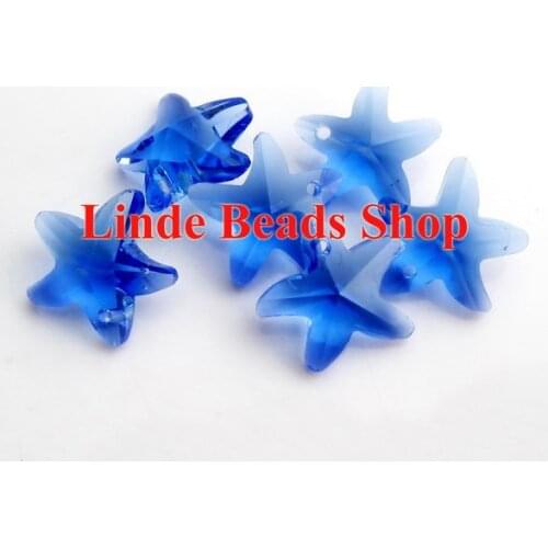 Free Shipping! Wholesale AAA Top Quality 14mm Crystal star fish pendant Sapphir colour 60pcs/lot SF006