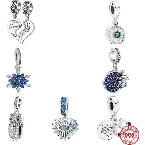 New Silver 925 Ocean Star Tortoise Owl Dangle Charm Bead Fit Original Pandora Bracelet DIY 925 Sterling Silver Women Jewelry